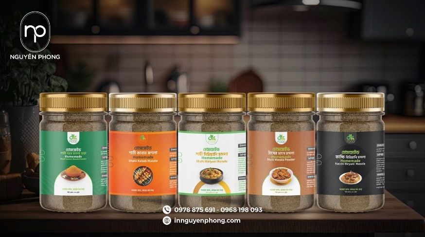 Mẫu tem dán gia vị in theo yêu cầu